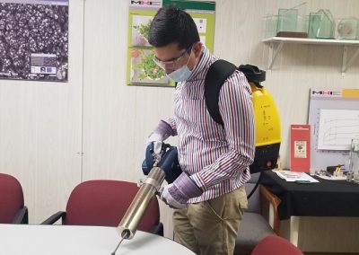 Cleaning tables with SaniZap1